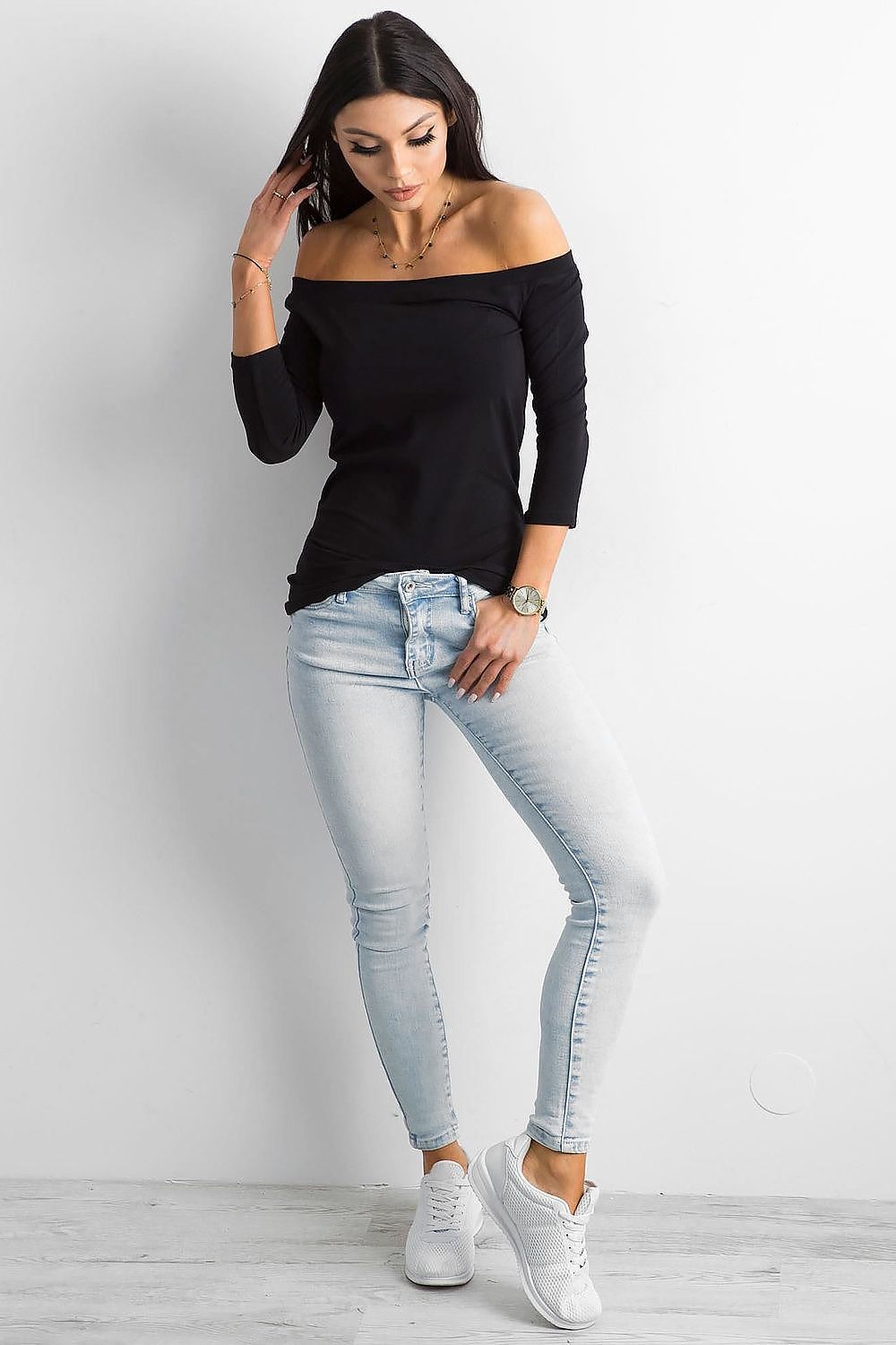 Black Off Shoulder 3/4 Sleeves Top