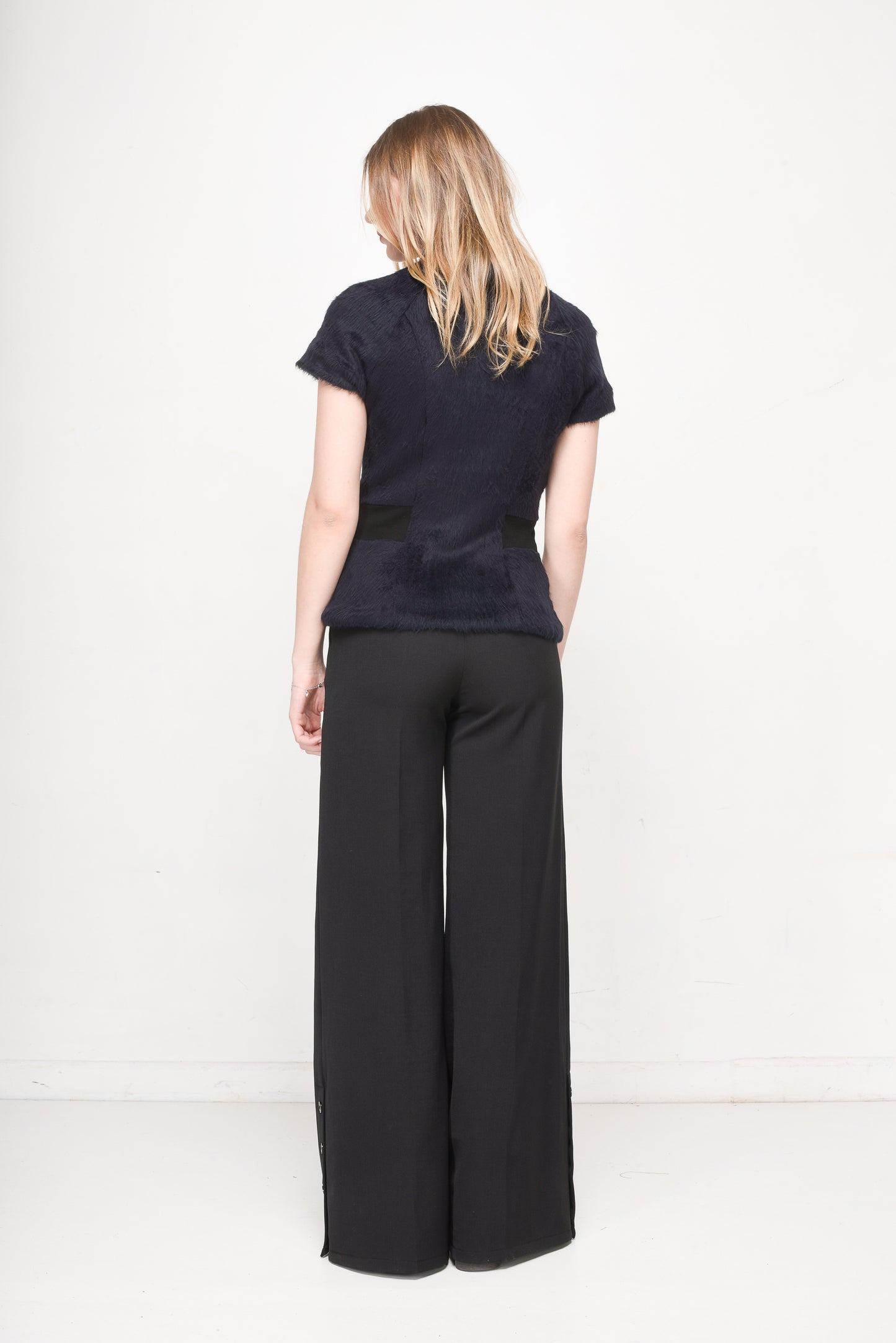 Faux Fur Dark Blue Ribe Top
