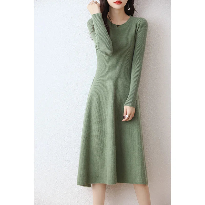 Soft Keen Length Australian Wool Sweater Dresses