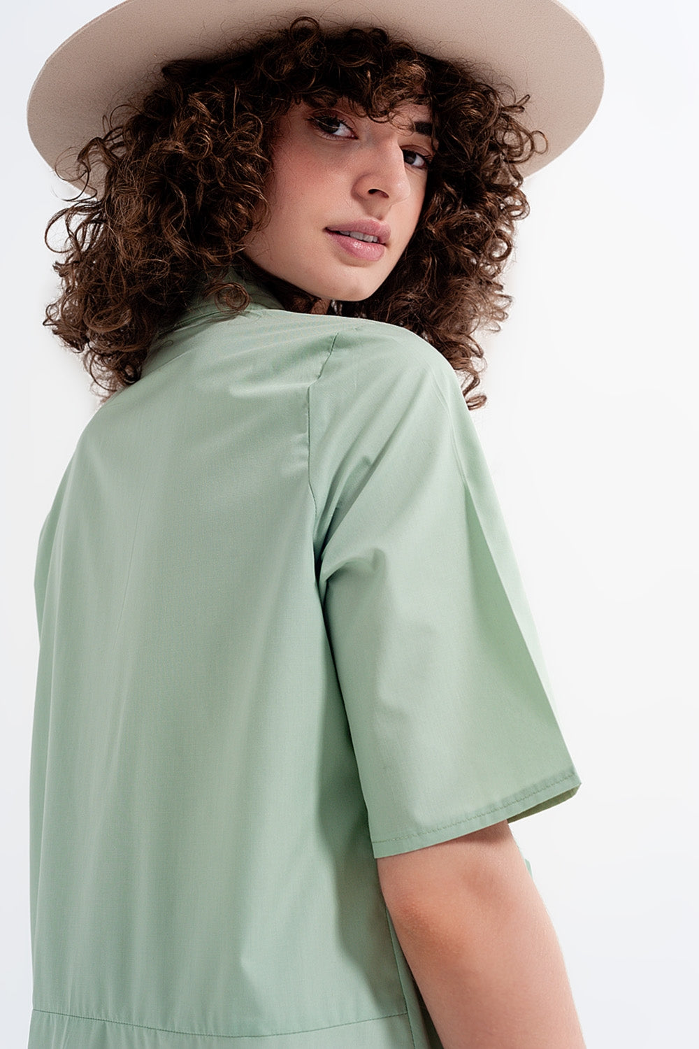 Green Light Weight Dress With Empire Waistline