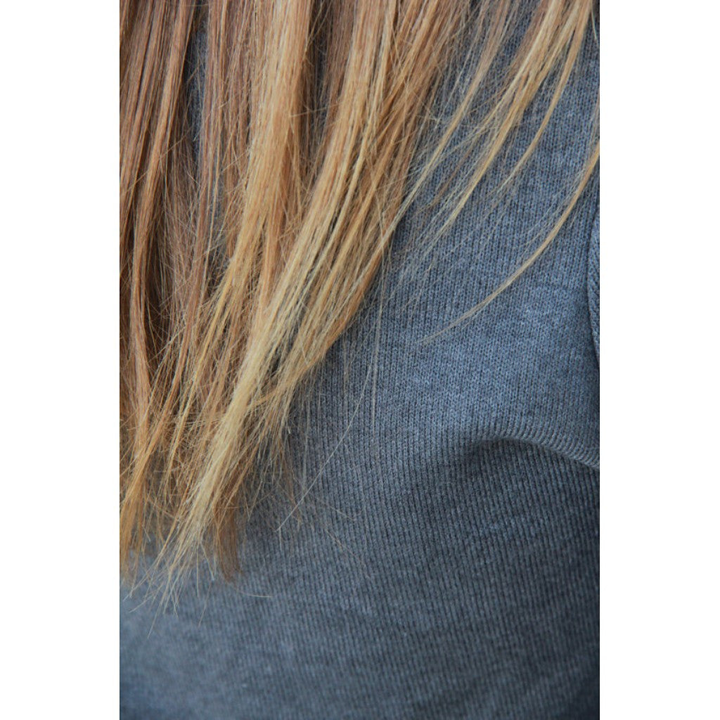 Gray Slim Fit Knit Dress with Ruffle Details