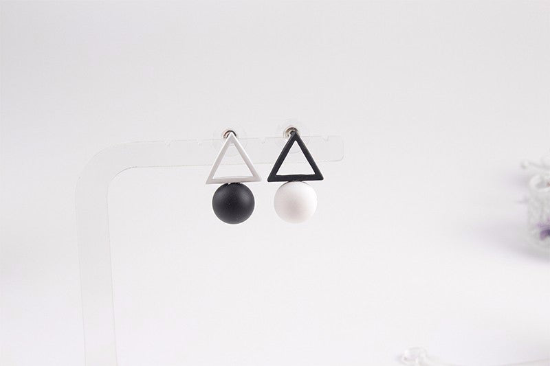 Lovely Unmatched Geometric Stud Earrings