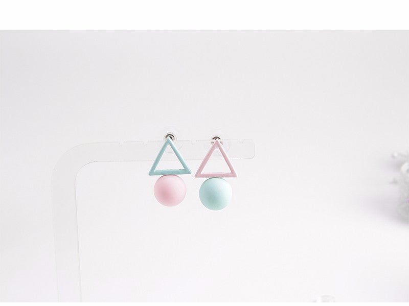 Lovely Unmatched Geometric Stud Earrings