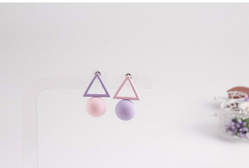 Lovely Unmatched Geometric Stud Earrings
