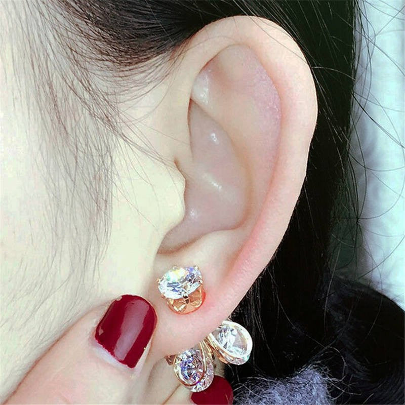 Rhinestone Flower 2 sides Stud Earrings