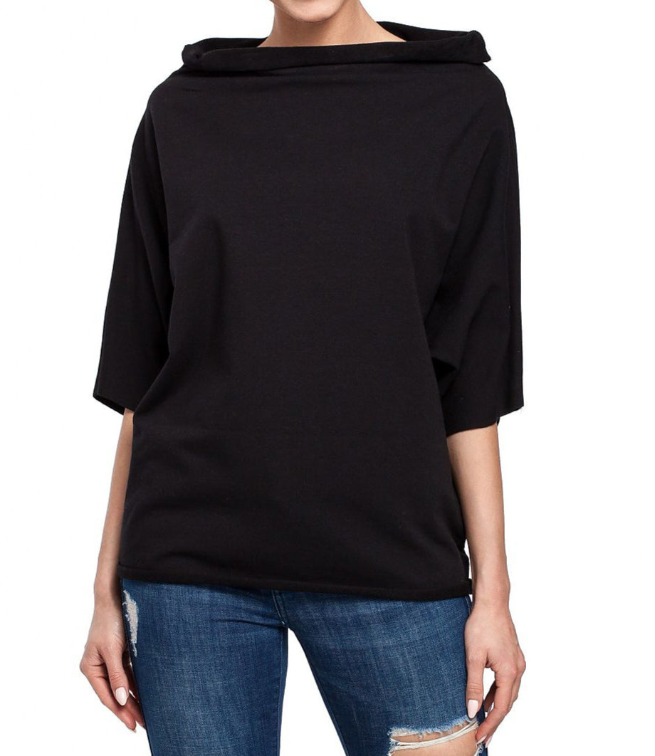 Minimalism High Wide Collar with Kimono Half Sleeves Top