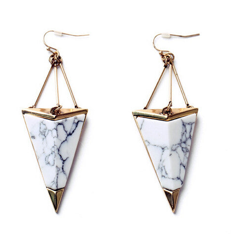 Vintage White Geometric Drop Earring