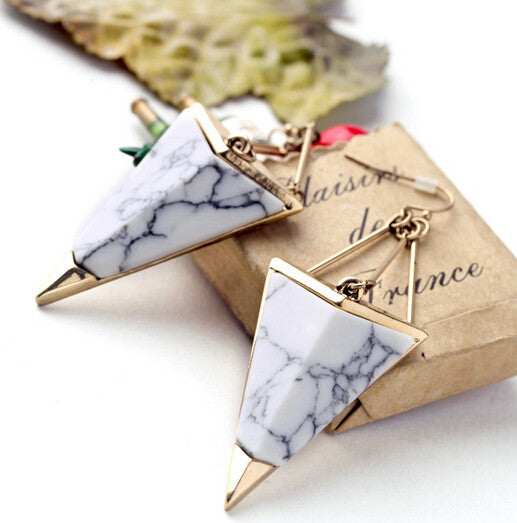 Vintage White Geometric Drop Earring
