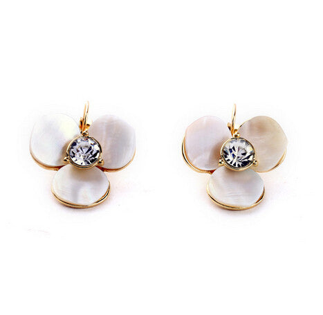 Shell Flower Earrings with Rhinestone