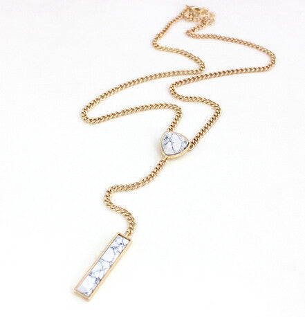Long Necklaces with Two Stones Pendant