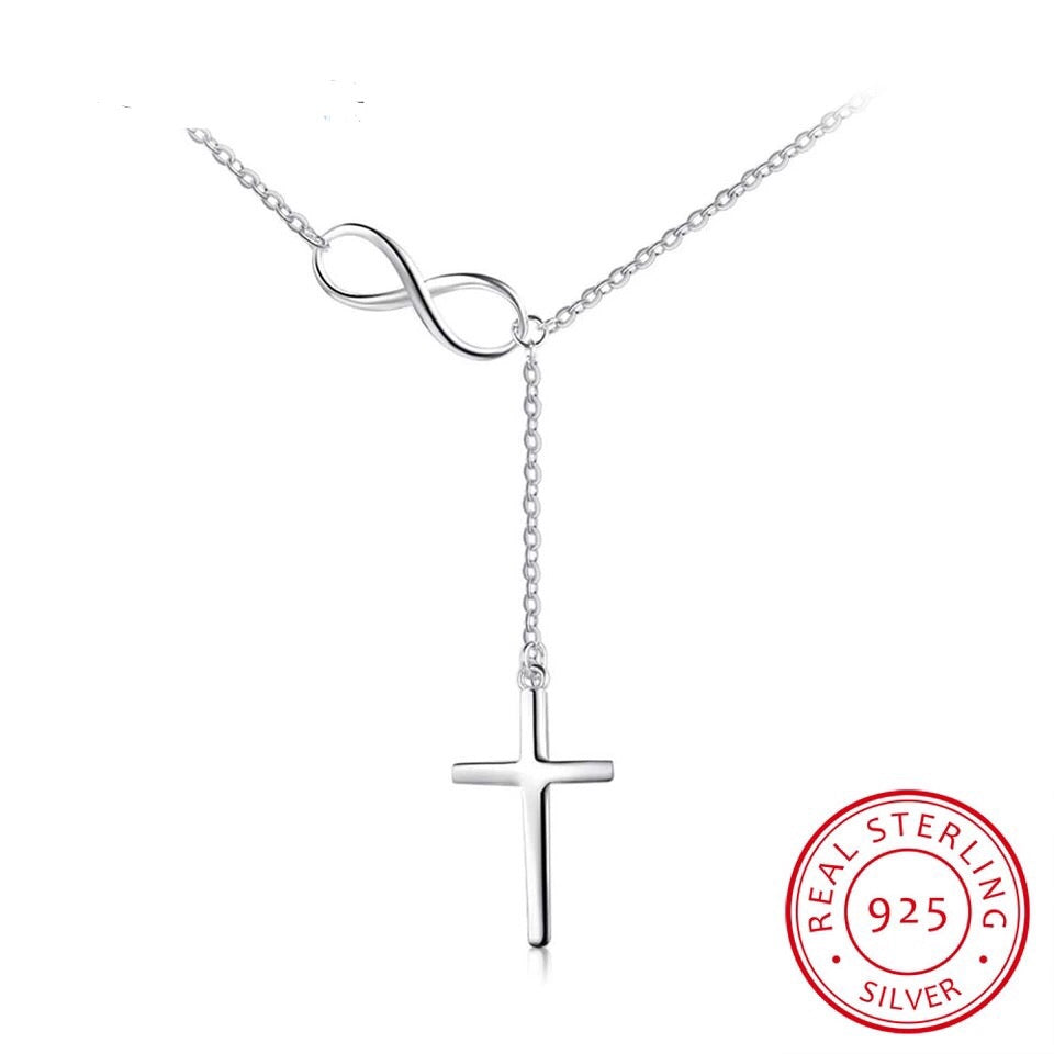 Cross With Infinity Love 925 Sterling Pendant Necklace