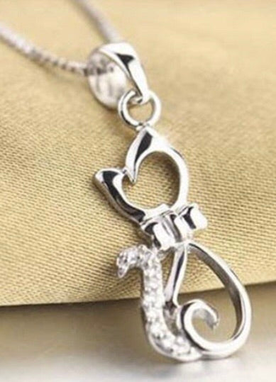 925 sterling silver necklaces with lovely cat pendants