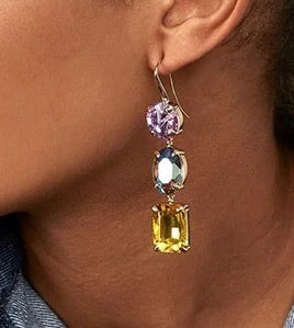 Elegant Statement Acrylic Crystal Drop Earrings