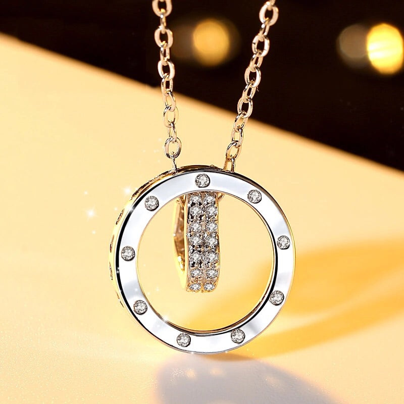 925 Sterling Silver Fashion Classic Love Zircon Pendant Necklace