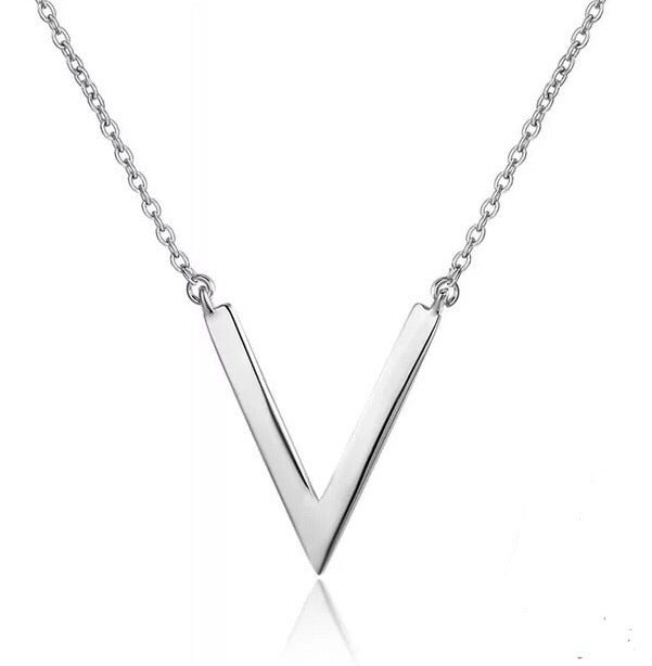 925 Sterling Silver V Shape Necklaces