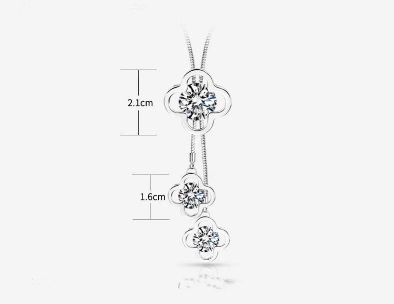 Flower Shape Long Chain Tassel Necklace with Crystal