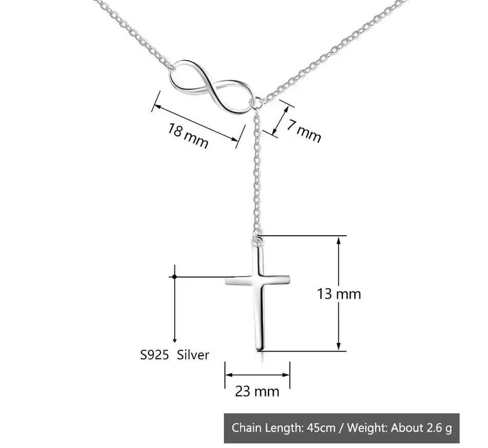 Cross With Infinity Love 925 Sterling Pendant Necklace