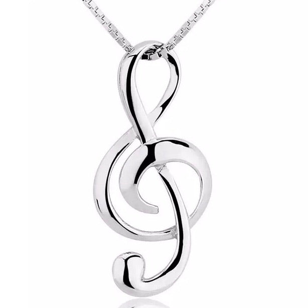 Musical Note 925 Sterling Silver Pendants Necklace