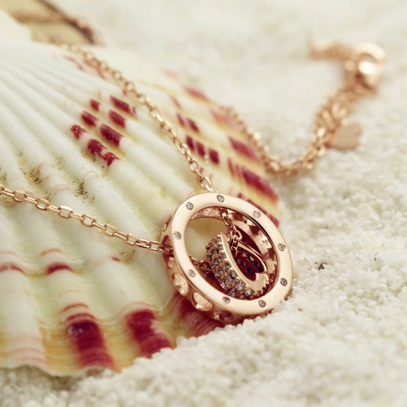 925 Sterling Silver Fashion Classic Love Zircon Pendant Necklace