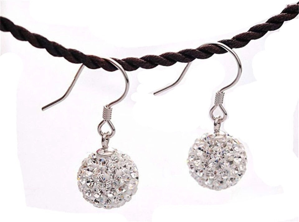 925 Sterling Silver Crystal Balls Pendants Multilayer Necklace Set