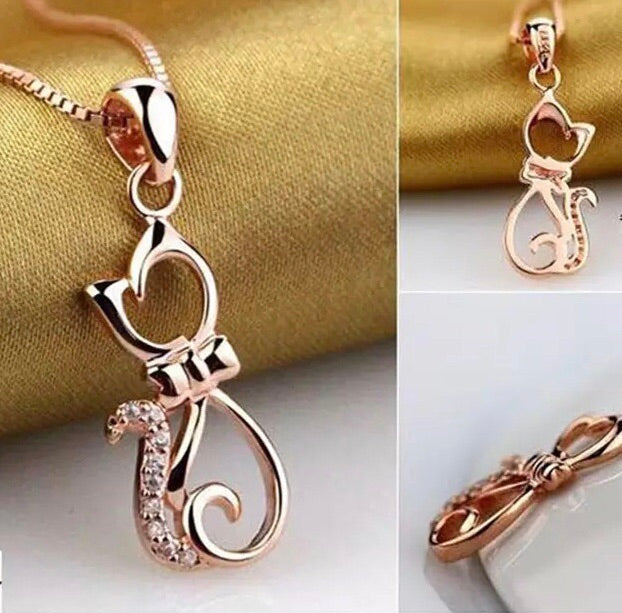 925 sterling silver necklaces with lovely cat pendants