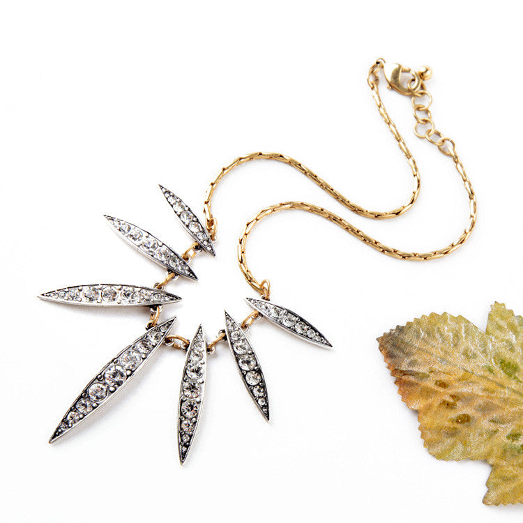 Crystal Leaf Design Pendants Necklaces