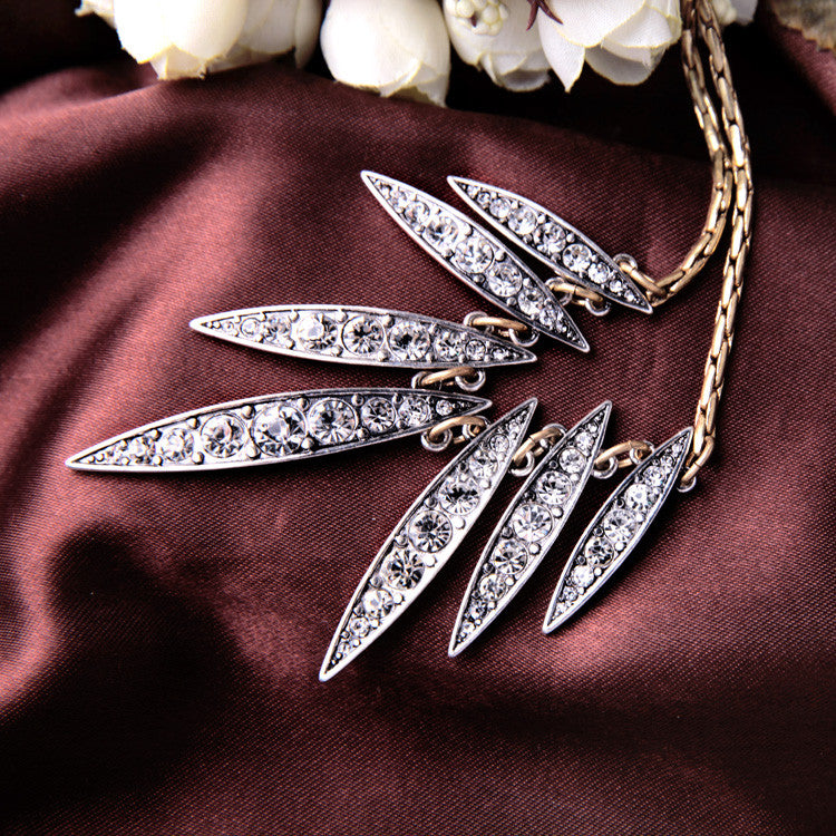 Crystal Leaf Design Pendants Necklaces