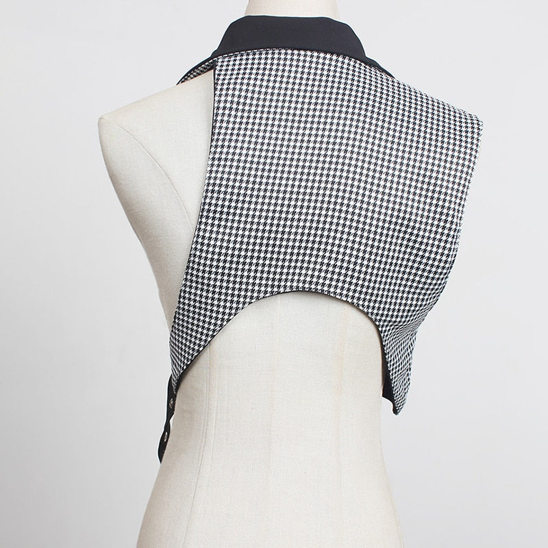 Trendy Irregular Loose Fit Short Vest with Collar and Adjustable Strap