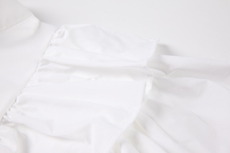 Ruffles Irregular Oversize Stand Collar Tunic Shirt