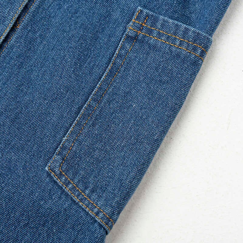Denim Patchwork Asymmetrical Long Sleeve Sweatshirt