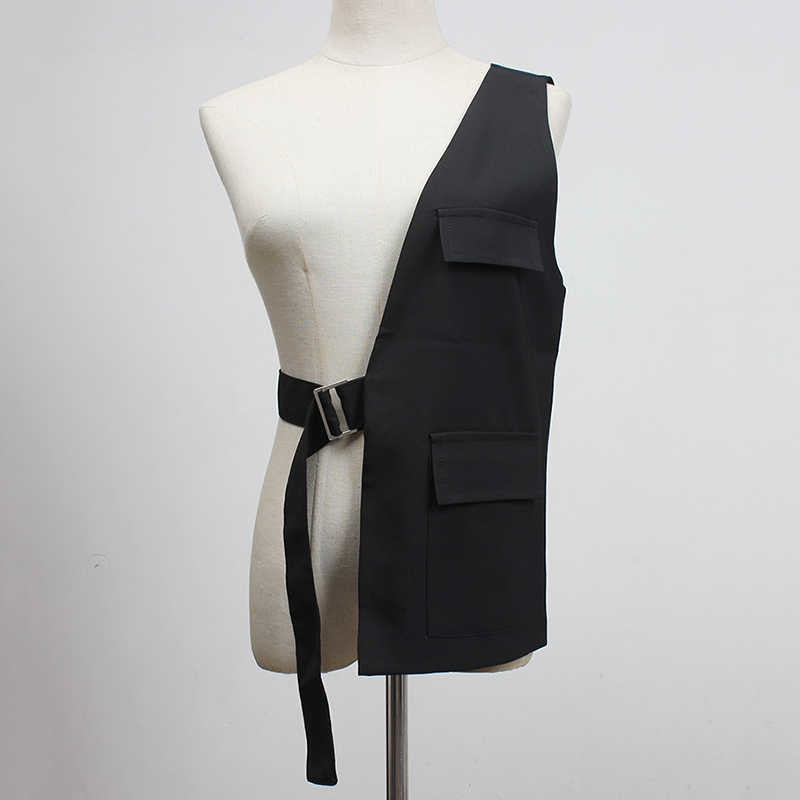 Loose Fit One Side Buckle Fashion Vest with Adjustable Strap