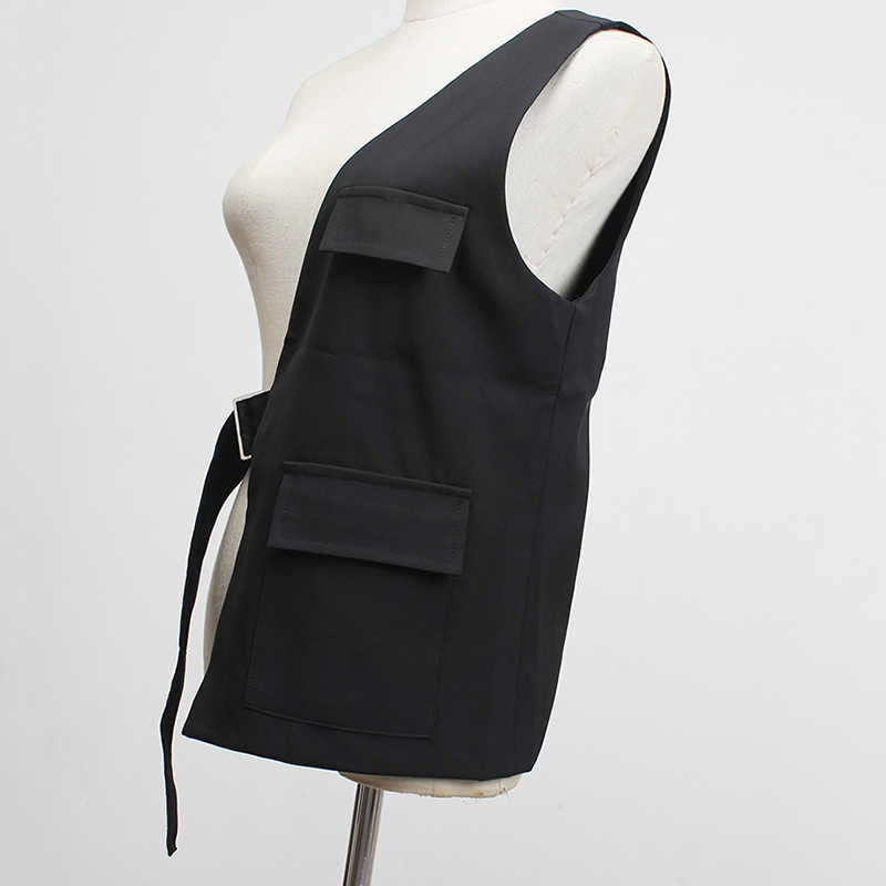 Loose Fit One Side Buckle Fashion Vest with Adjustable Strap