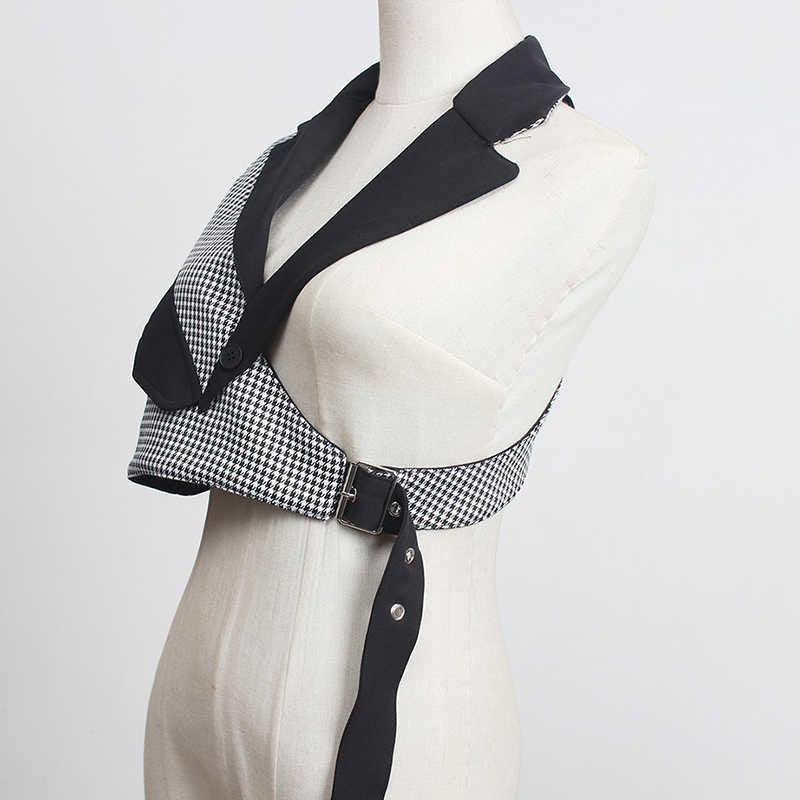 Trendy Irregular Loose Fit Short Vest with Collar and Adjustable Strap
