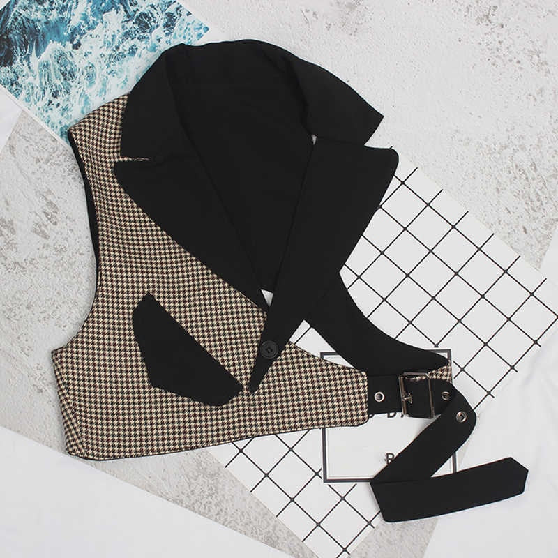 Trendy Irregular Loose Fit Short Vest with Collar and Adjustable Strap