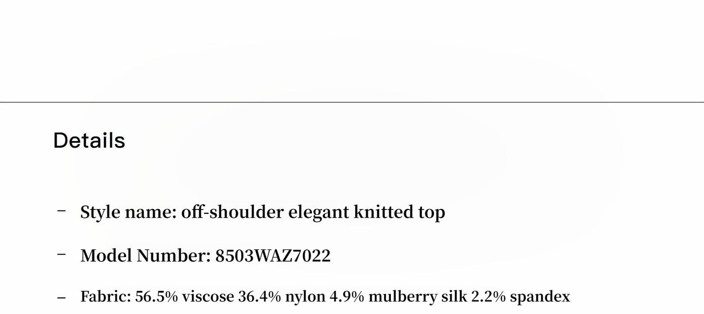 Mulberry Silk Blended Off-Shoulder Elegant Open Back Knitted Top
