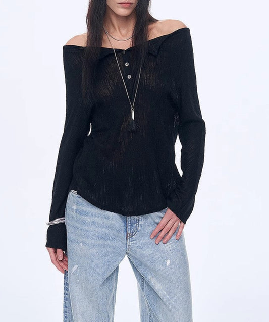 Casual Off-Shoulder Raglan Sleeve T-Shirt