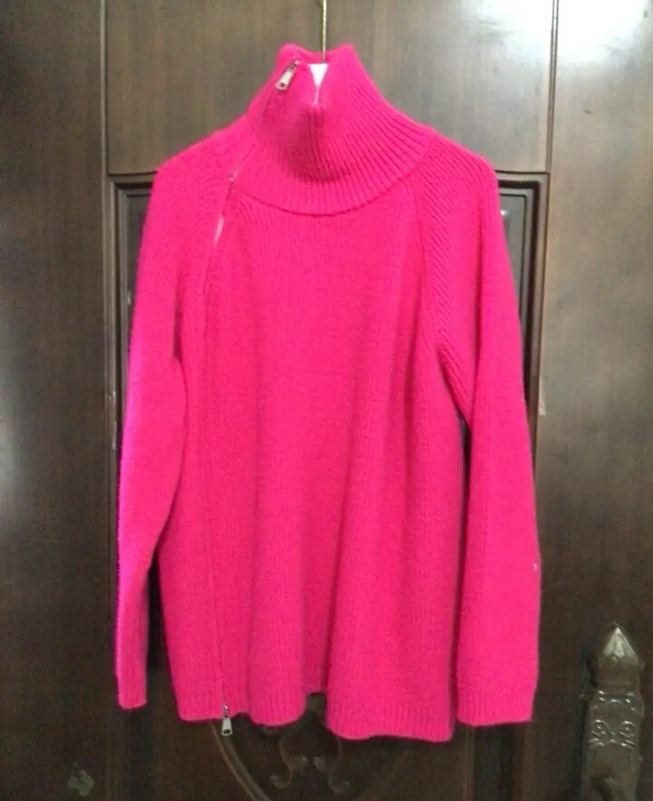 Oversize Asymmetrical Zip Turtleneck Sweater