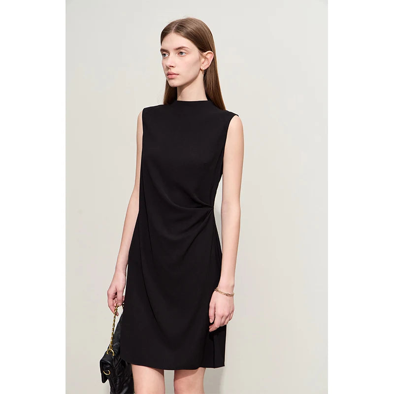 Minimalism Sleeveless Black Dress