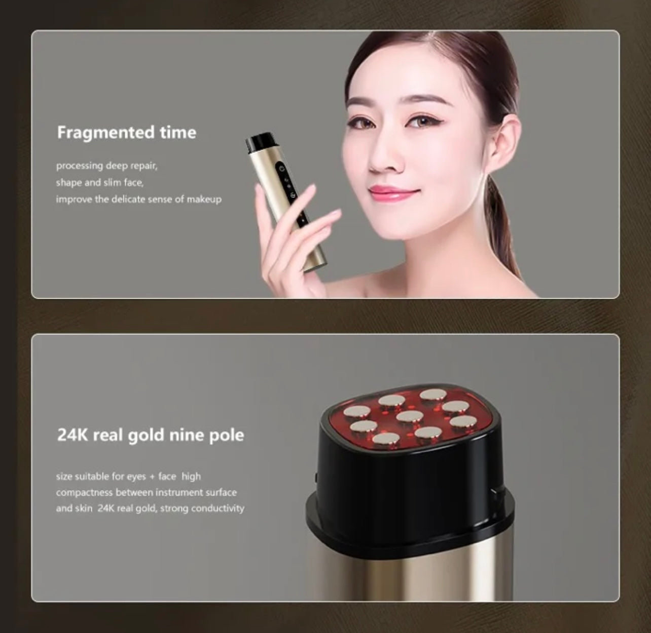 Powerful RF Red LED 24K Gold Plate Home Beauty Device