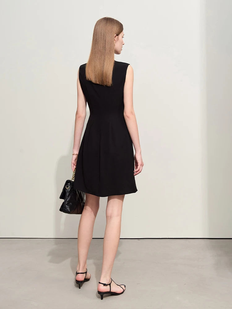 Minimalism Sleeveless Black Dress