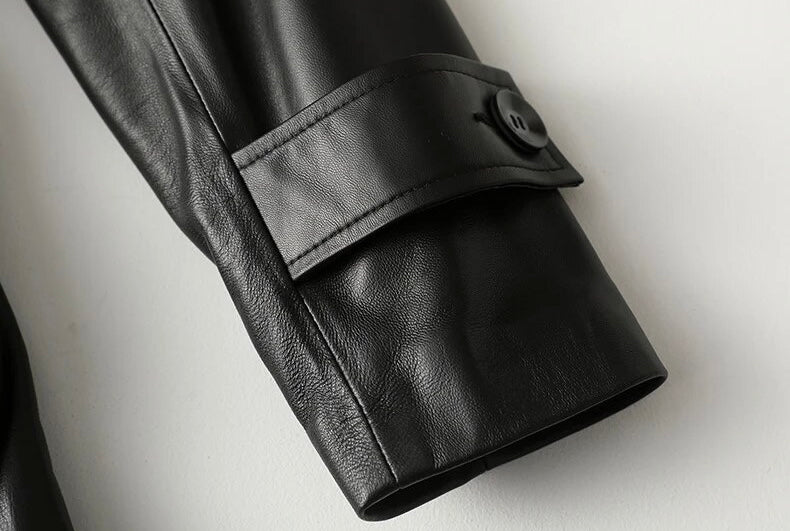 Black Faux Leather Trend Coat