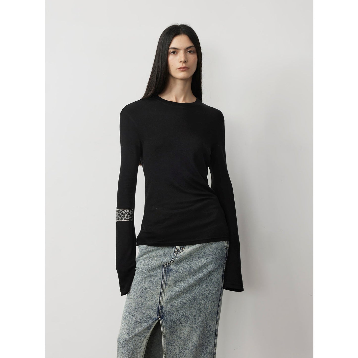 Merino Wool Blended Stretchy Breathable Fitted Minimalist Long Sleeved T-Shirt