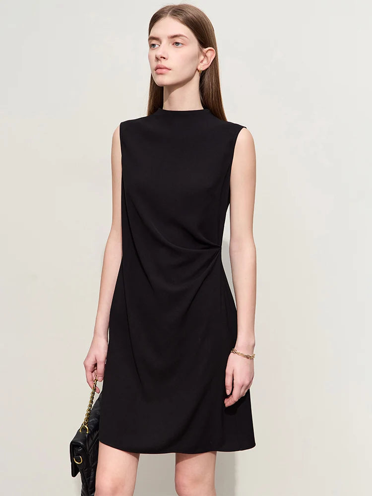 Minimalism Sleeveless Black Dress