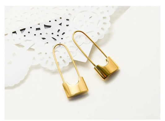 Trendy Stainless Steel Lock Head Ear Hook  Earrings