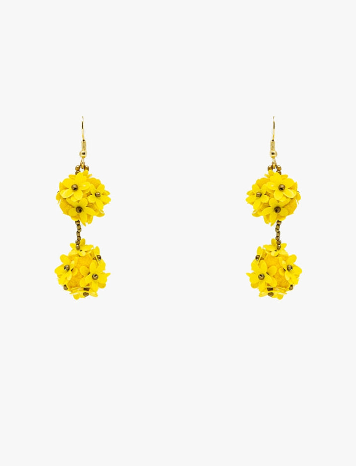Dropped Flower Statement Earrings With Yellow Daisies
