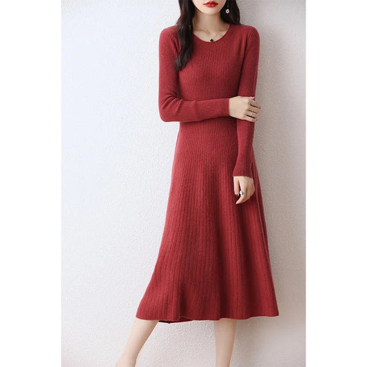 Soft Keen Length Australian Wool Sweater Dresses