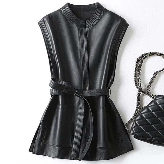 Luxury Black Faux Leather Vest