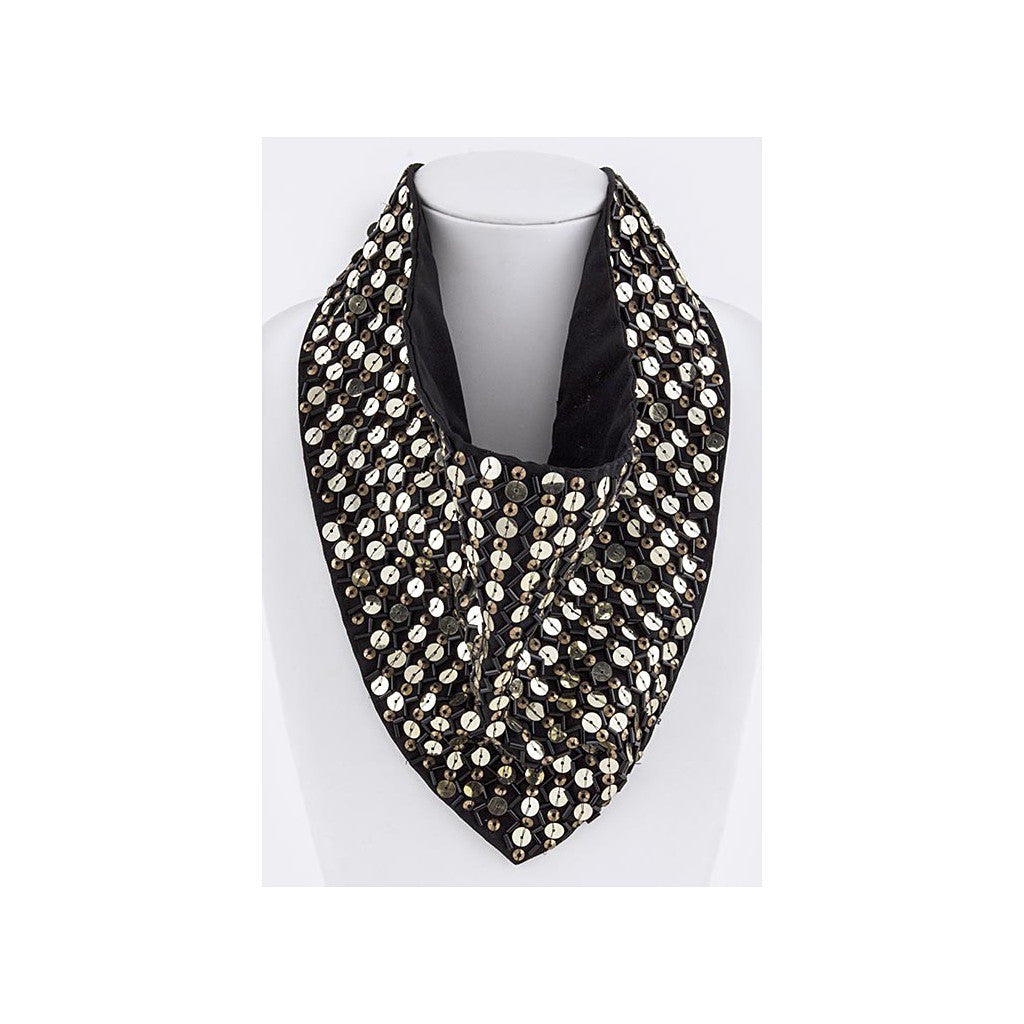 Black & Gold Sequin Triangle Scarf