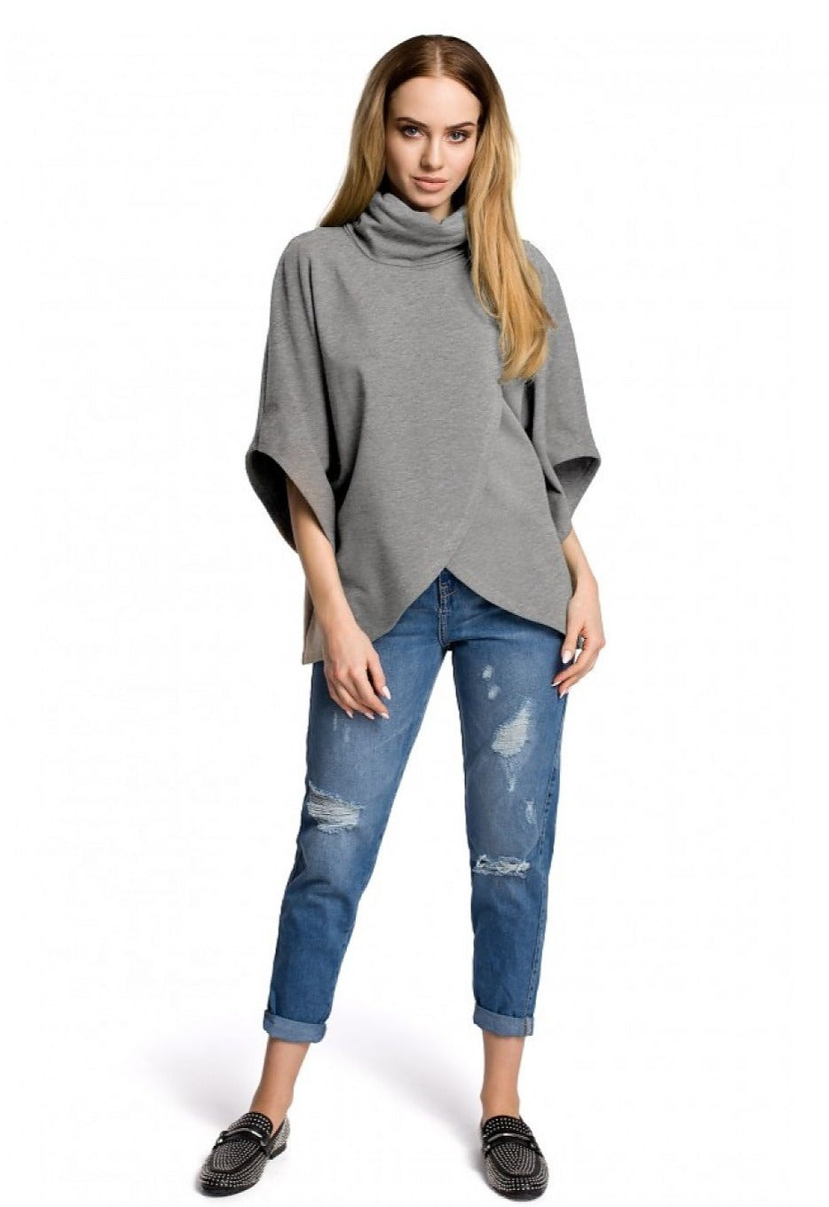 Comfortable Turtleneck Poncho Knitted Top