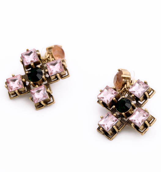 Elegant Pink Crystal Drop Earrings